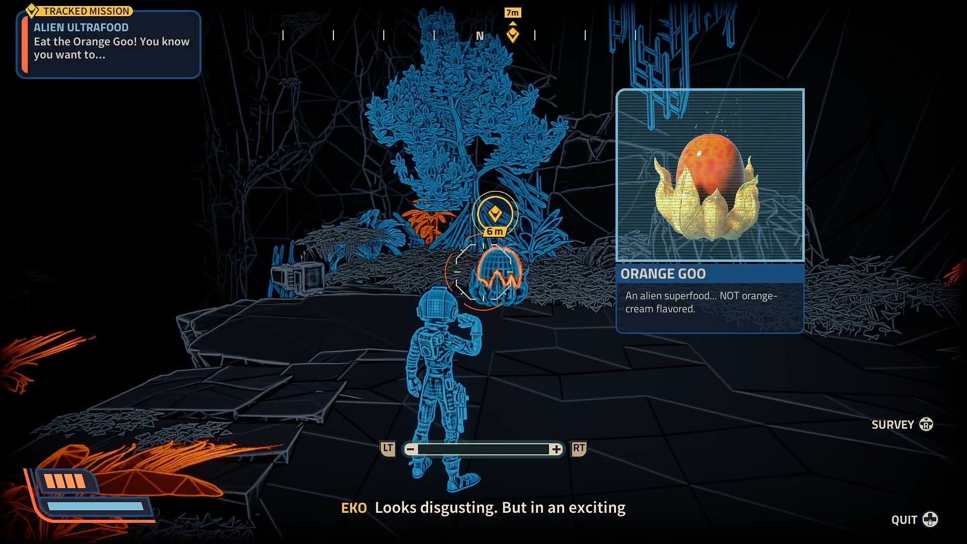 How an Orange Goo appears in Revenge of the Savage Planet (Image via Raccoon Logic Studios // YouTube@Hikikomori Gaming)